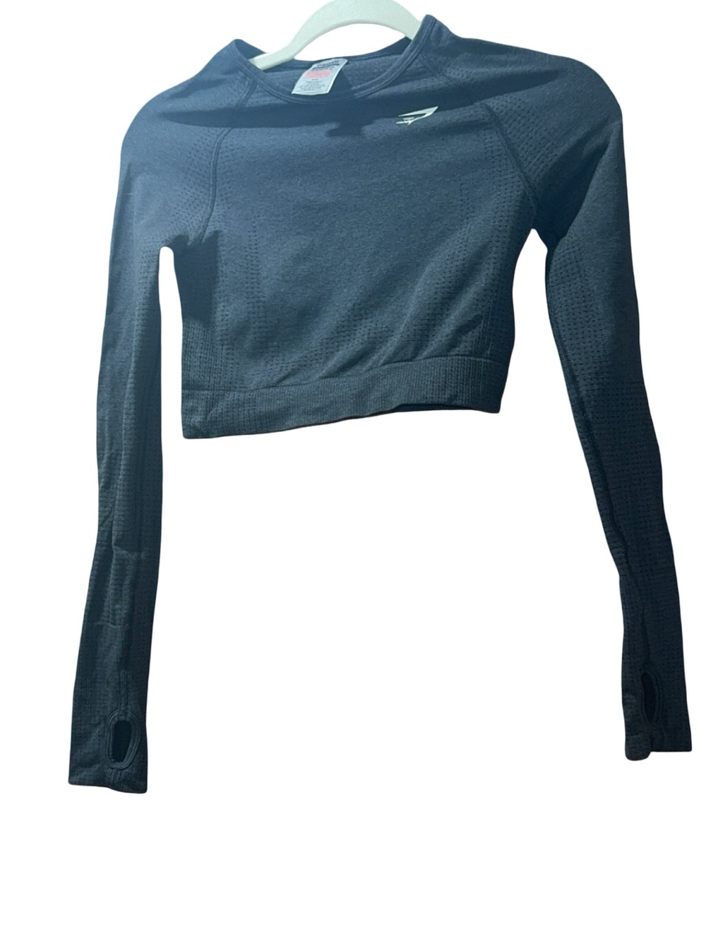 Black Long-Sleeve Gymshark Crop Performance Top